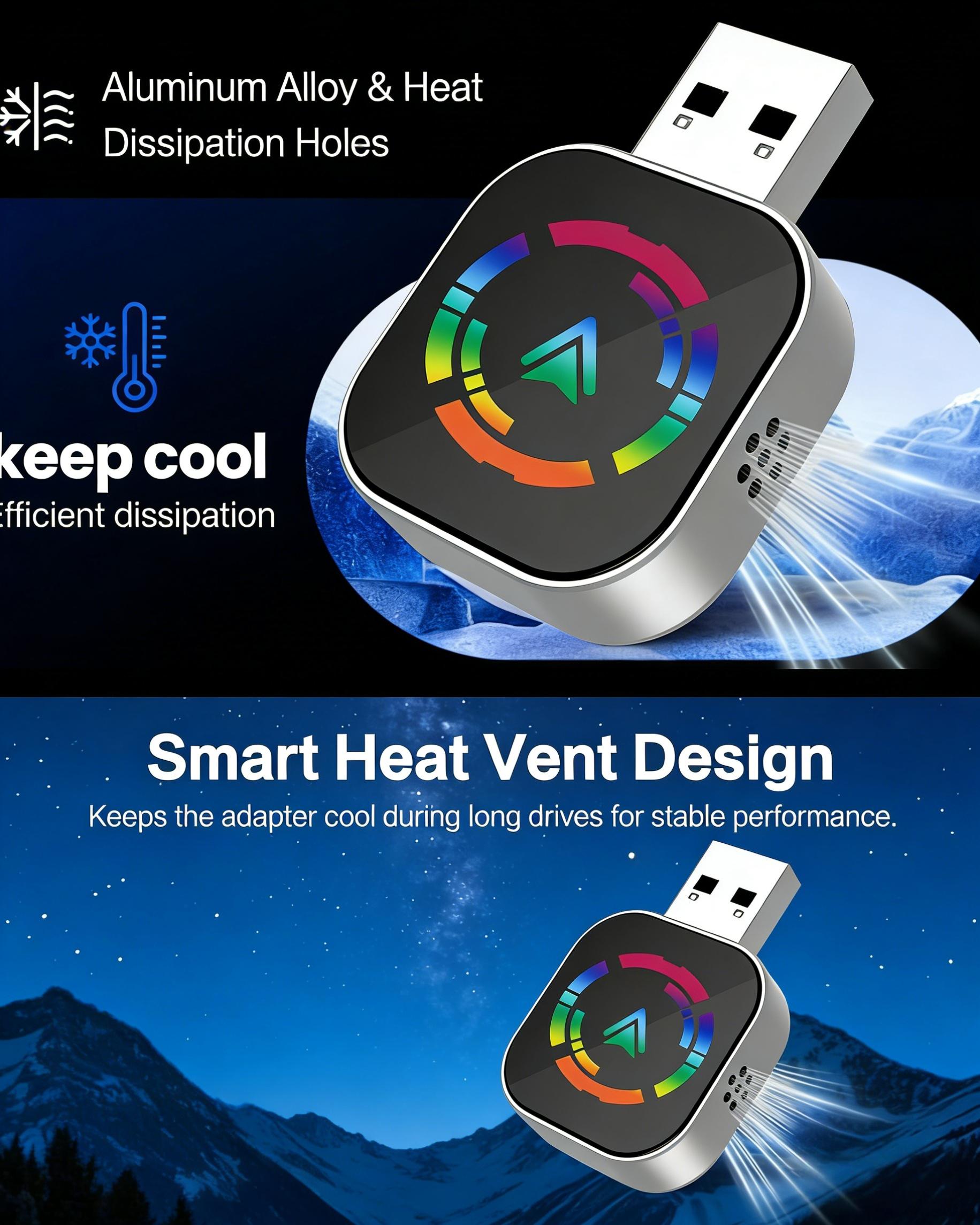 CarPlay Wireless Adapter - Convert Wired CarPlay to Wireless, 5.8Ghz WiFi Fast Connection, Low Latency, Plug & Play, Compatible with iPhone & iOS Cars | Car Accessories for Apple CarPlay Dongle