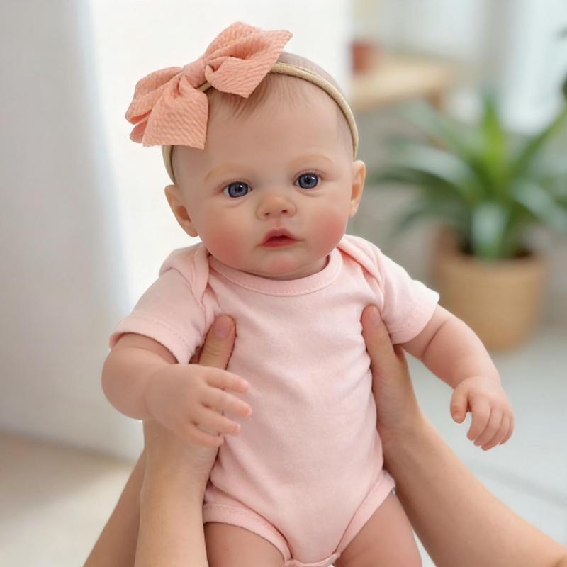 Reborn Baby Dolls 18 Inch Soft Cloth Body Realistic Baby Doll Girl Lovely Painted Hair Girl Doll Handmade Real Life Baby Dolls with Feeding Accessories for Kids Ages 3+