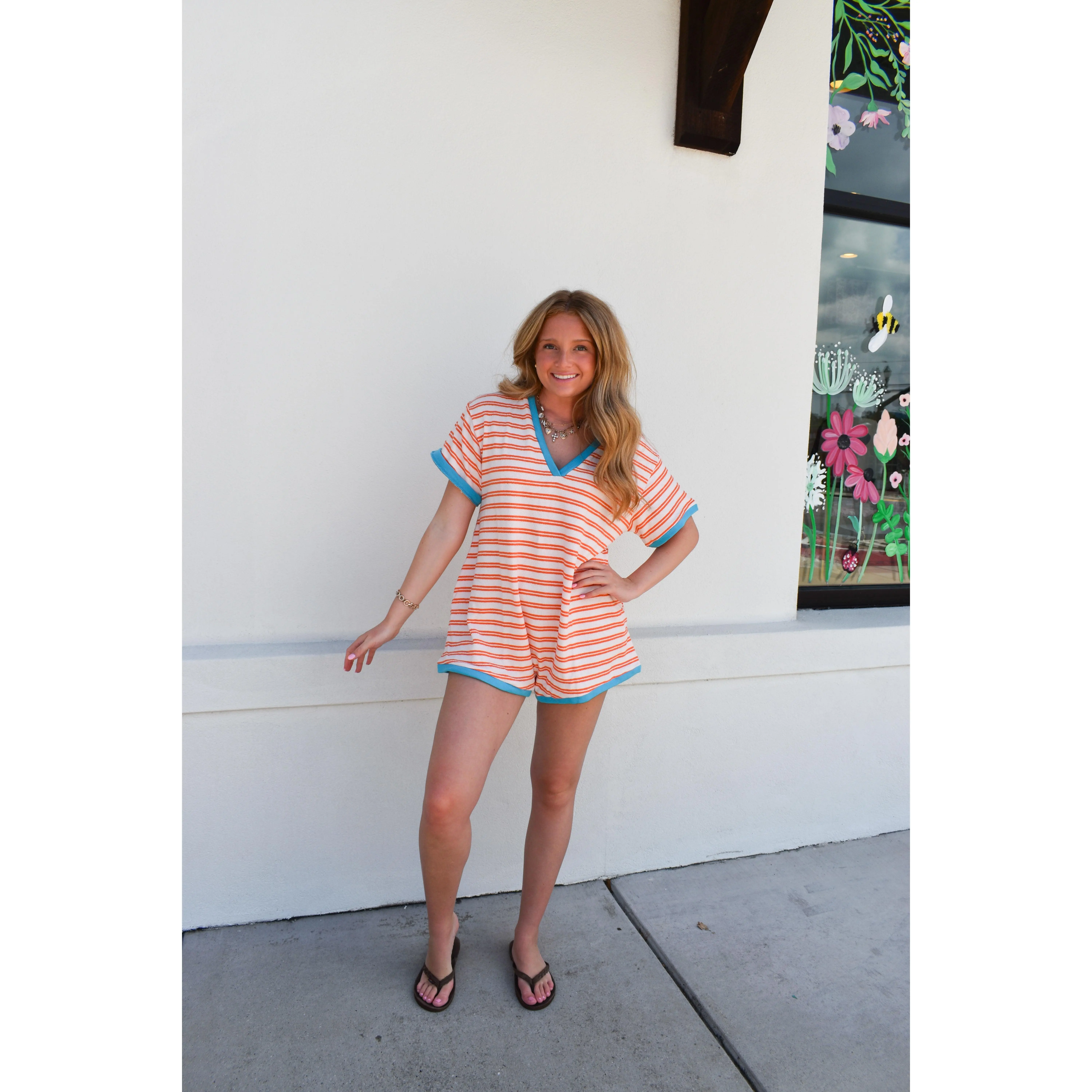 Striped Terry Knit Romper