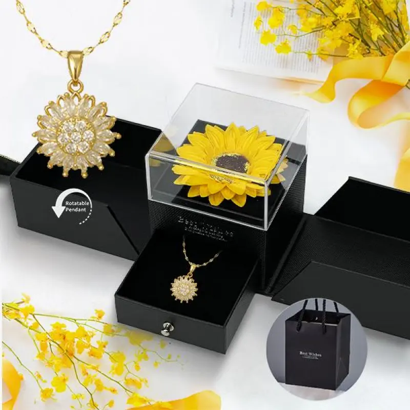 Women's Elegant Artificial Sunflower "You Are My Sunshine" Choker Necklace - Long Style, Floral Drop, Flower Embellishment, Gifts for Girlfriend, Girl Moms, Memorial Day Present with Gift Box, Womens Gifts, Chocker Necklace