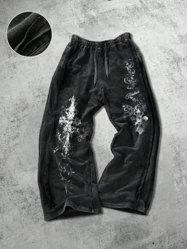 Men's Plus Size Washed Cotton Straight Leg Pants, Comfortable Casual Long Trousers, Stylish and Durable Clothing for Daily Wear