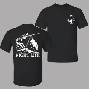 180g[100%cotton]Night Hunting T-Shirt, Night Life Coyote Hunter Shirt for Men, Predator Hunting Graphic Tee, Outdoor Hunting Outfit, Gift Idea