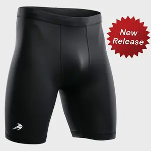 Men's 8" Compression Tech Elite Activewear Shorts - Black Athletic Running, Workout Gym, Sporty Sports Shorts