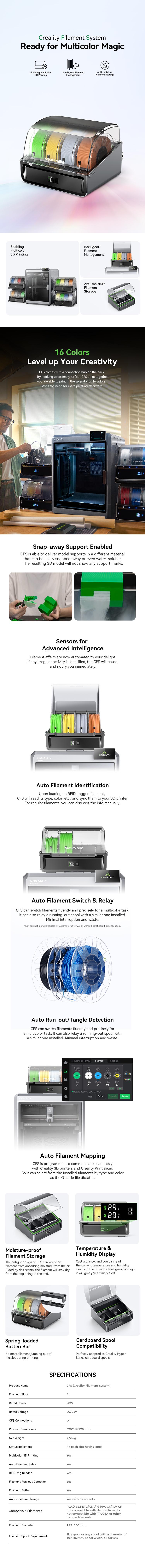 Creality CFS - 16-Color Filament System with Auto Switch & Relay