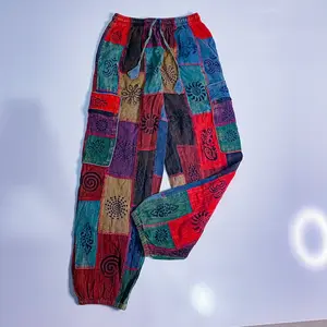 Women's Multipatched Boho Hippie Patchwork Pants for Comfortable Bottoms - Womenswear