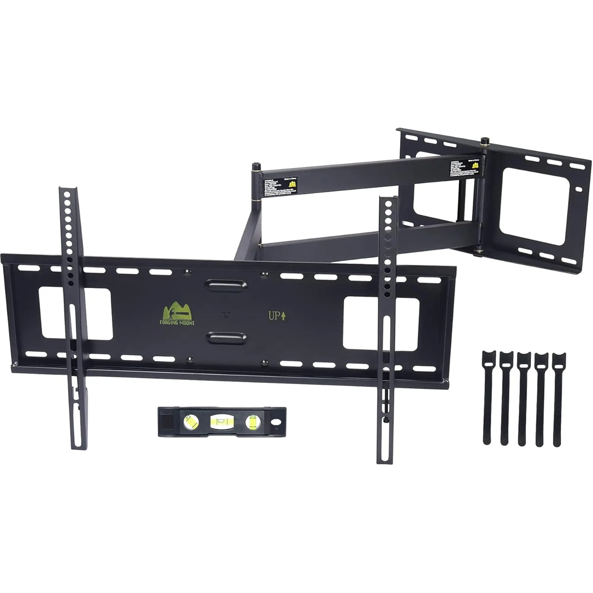 Forged Full-Motion Carbon Steel TV Wall Mount, 43" Extra-Long Extension Arm, Fits 43"-80" TVs, VESA 600x400mm VESA Pattern, 110 Lbs Capacity, 300 Lbs Load Tested, Non-Detachable, Adjustable Level Angle, Articulation, Works On Wood Studs