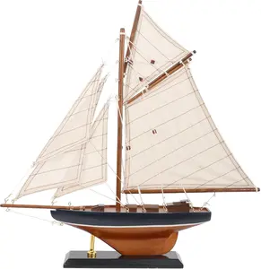 15" Wooden Sailboat Decor Classic Columbia America's Cup Ship Model Nautical Yacht Decor (CLB39-ClassicWood)