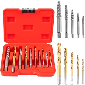 10- Screw Extractor & Left-Hand Drill Bit Set, Easy Out Fastener Extractor Kit with Alloy Spiral Flutes -  Tool for Easily Removing Stripped, Broken & Rusty Screws,  & Studs