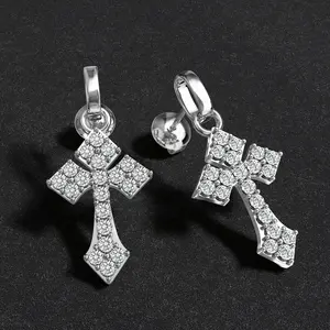 HELLOICE Moissanite Stud Earrings 1.5ct Double-sided Cross Earrings D Color VVS1 Synthetic Moissanite 925 Sterling Silver Hypoallergenic Gift for Women Men