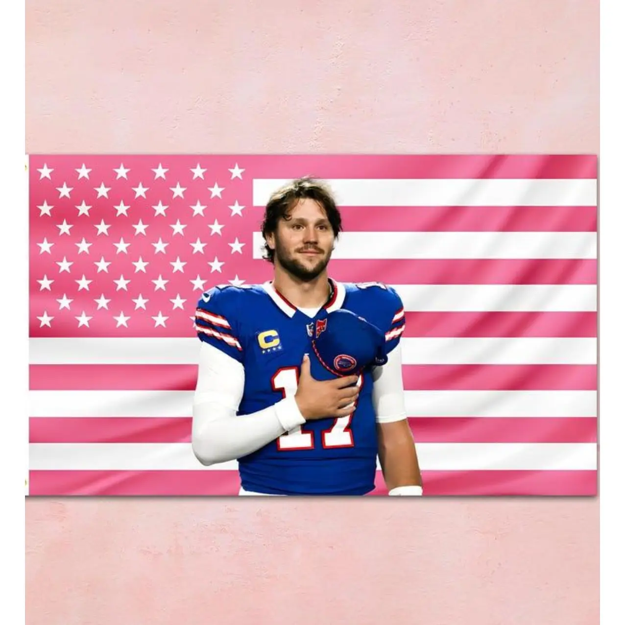 J Allen Stars and Stripes Pink Cotton-Polyester Light Print USA Flag Tapestry - 30x40in, 60x90in, Strong Indoor Living Room/Bedroom Decor, Outdoor Safe Wall Decoration for Fans