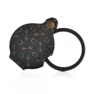 Portable Folding Magnifier, High-Definition Pocket Magnifier with Leather Case, Ideal for Elderly Reading, Kids' Nature Exploration, Daily Use, Gift Option