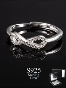 S925 Sterling Silver Infinity Symbol Design Ring, Adjustable Ring for Women & Girls, Fashion Jewelry for Party Decor, Trendy Exquisite Jewelry for Birthday Gift