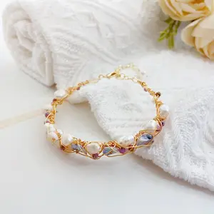 Exclusive Seven Summers Floral Pearl Bracelet (Item Number: SL106024) - Baroque Pearl, Lepidolite, Freshwater Pearl, Shell Flower