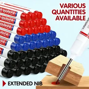 Long-Tipped Deep Hole Marker Pens, Multi-Purpose for Bathroom & Woodworking Decoration, Blue Ink, Multiple Quantities & Colors
