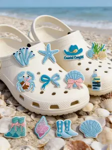 12 Pcs Blue Ocean Summer Series Shoe Accessories, Buckle Decor for Flat Shoes, High-Quality, Perfect Gift