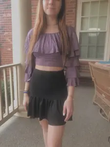 Dusty Purple Cropped Ruffle Top