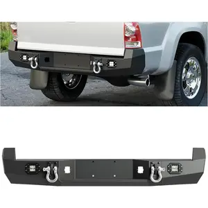 KQQIO Rear Bumper Compatible with 2005-2015 Toyota Tacoma with LED Light, License Plate, D-Rings Pickup Truck Off-Road Steel Black