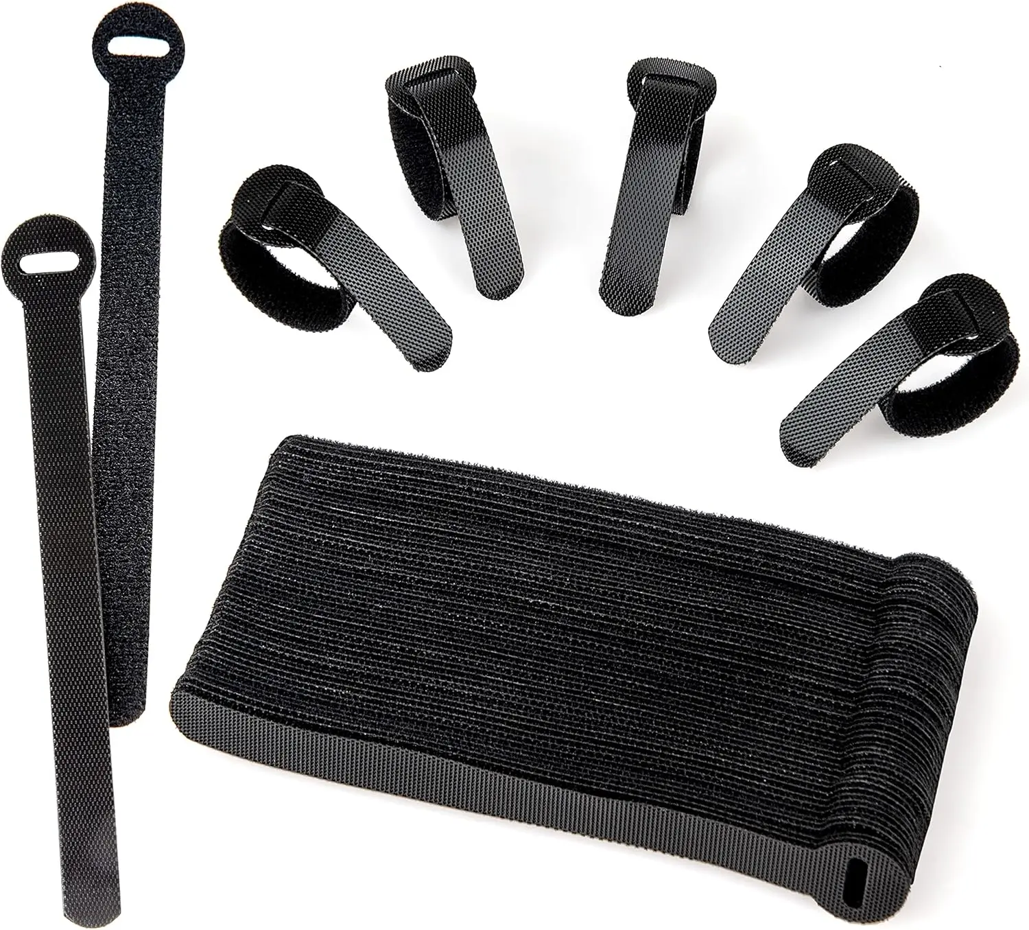 60 PCS 6 Inches Reusable Cable Ties, Adjustable Cord Straps, Cable Organizer, Cord Wrap and Hook Loop Cords Management - Black
