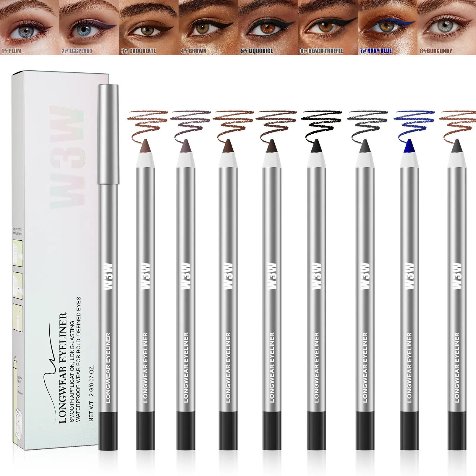 [Summervibes] Gentle Pigment Cosmetic Eye Liner Pencil, Waterproof, Long-Lasting, Creamy Smooth, Smudge-Proof, Flawless Eyeliner for Sensitive Eyes, Daily Wear & Special Occasions Makeup Lipliner, Easy Eye Makeup