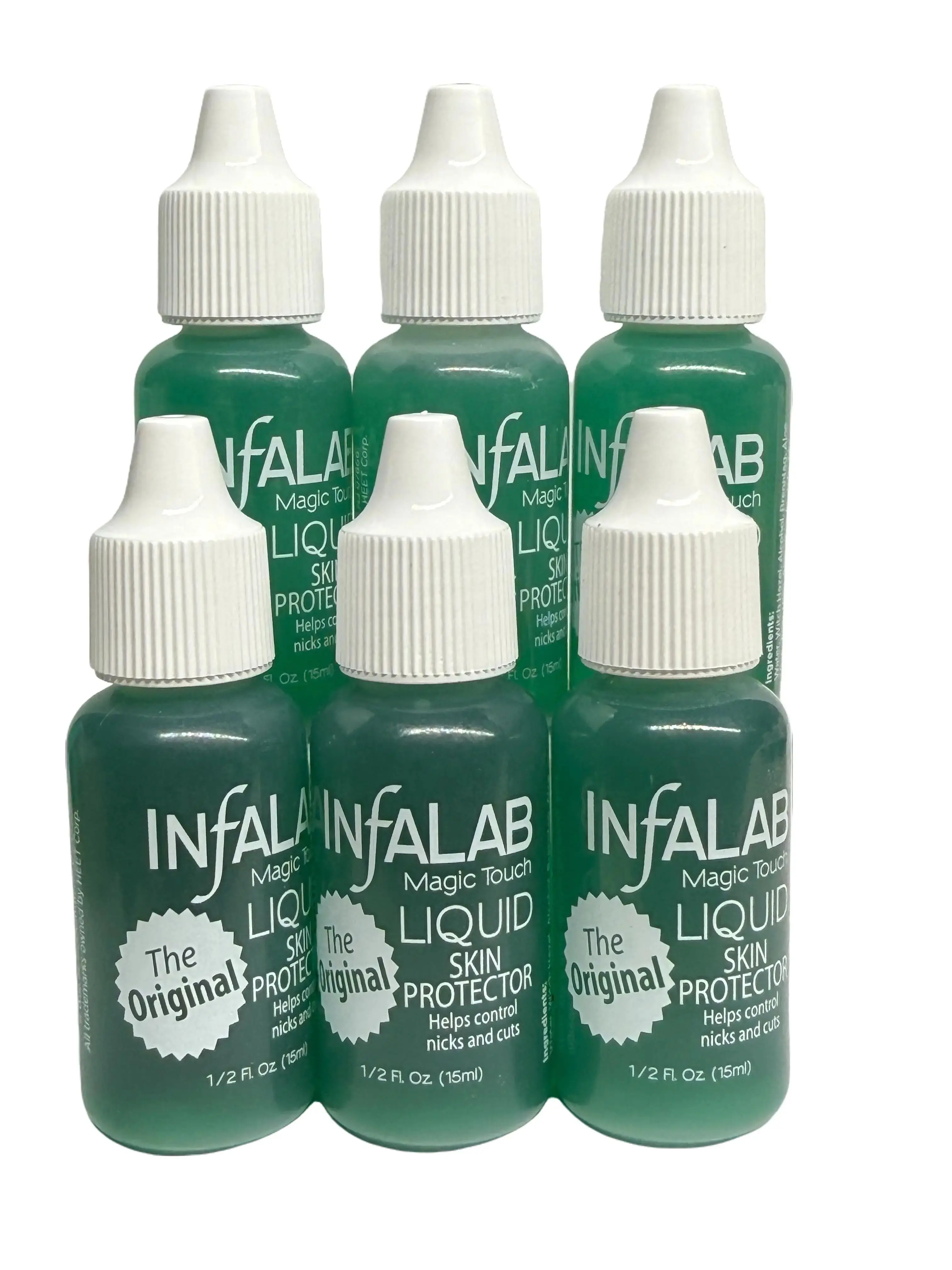 Infalab Magic Touch Liquid Styptic Nail Treatment, 6 Bottles of 1/2 Fl Oz Original Water-Based Formula - Stop Bleeding Skin Protector for Minor Manicure Injuries, Six Bottles
