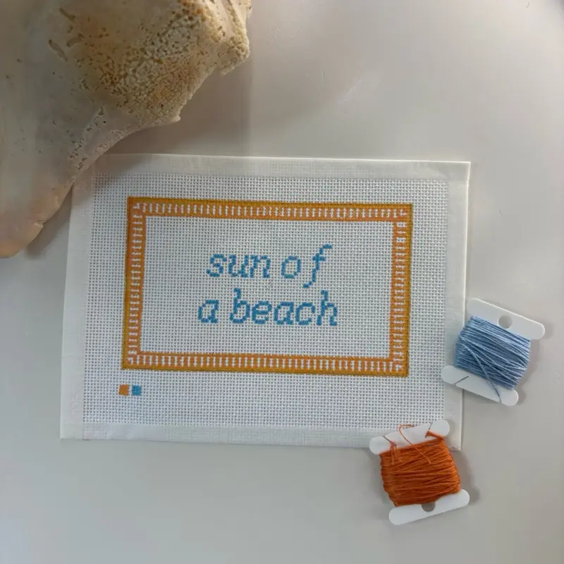 18 count handpainted “Sun of a beach” needlepoint canvas
