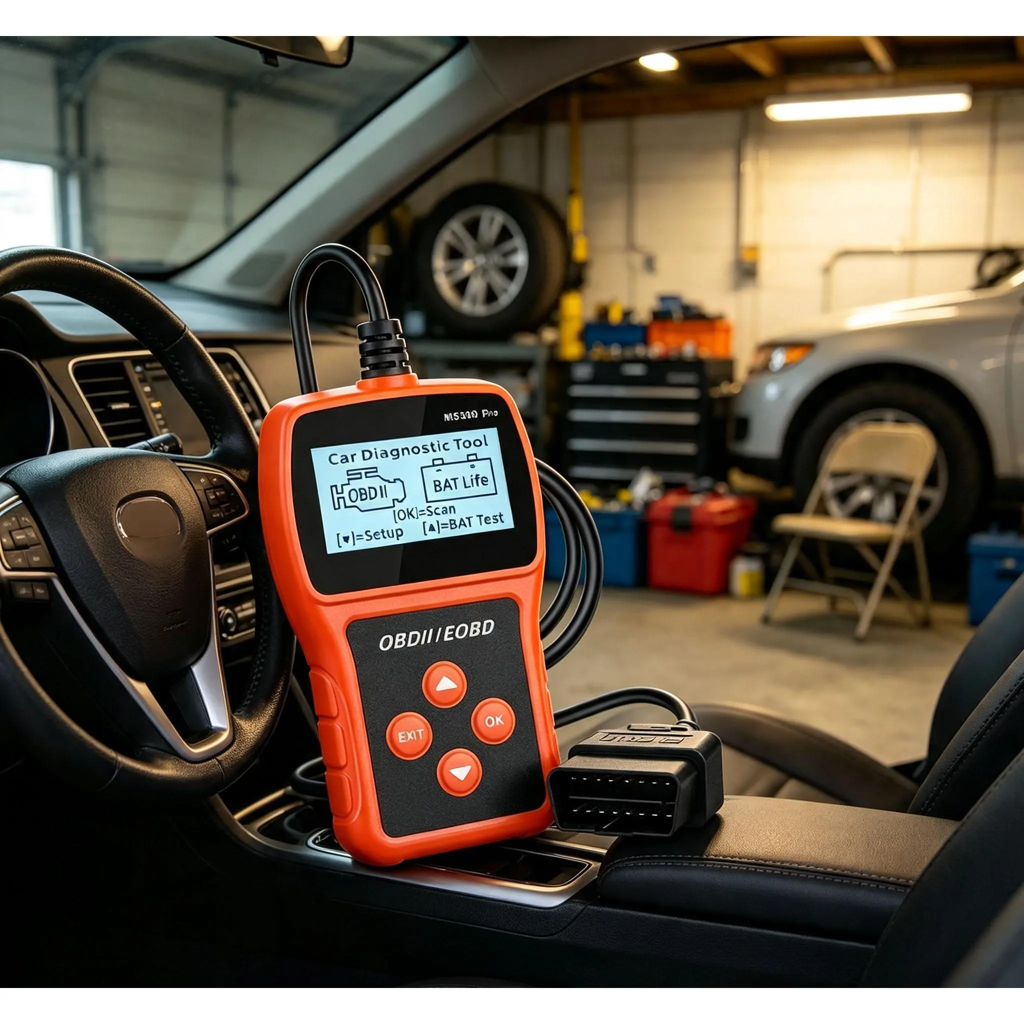 Portable Automotive OBD2 Diagnostic Scanner, Freeze Frame Data Recording, Battery Voltage Detection, Quick Emission Inspection Preparation for Garage DIY Maintenance