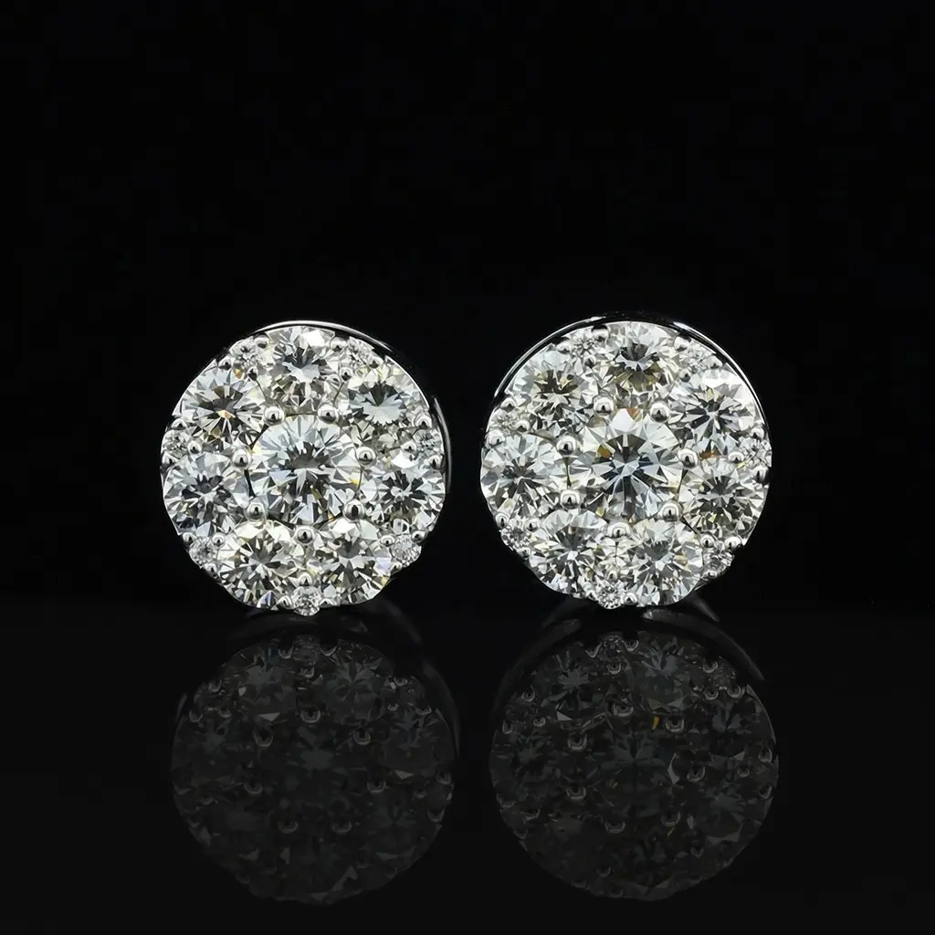 HELLOICE Moissanite Round Cut Stud Earrings VVS 18K Gold Plated Moissanite Jewerly S925 Steriling Silver Gift for Women and Men