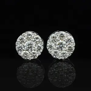 HELLOICE Moissanite Round Cut Stud Earrings VVS 18K Gold Plated Moissanite Jewerly S925 Steriling Silver Gift for Women and Men