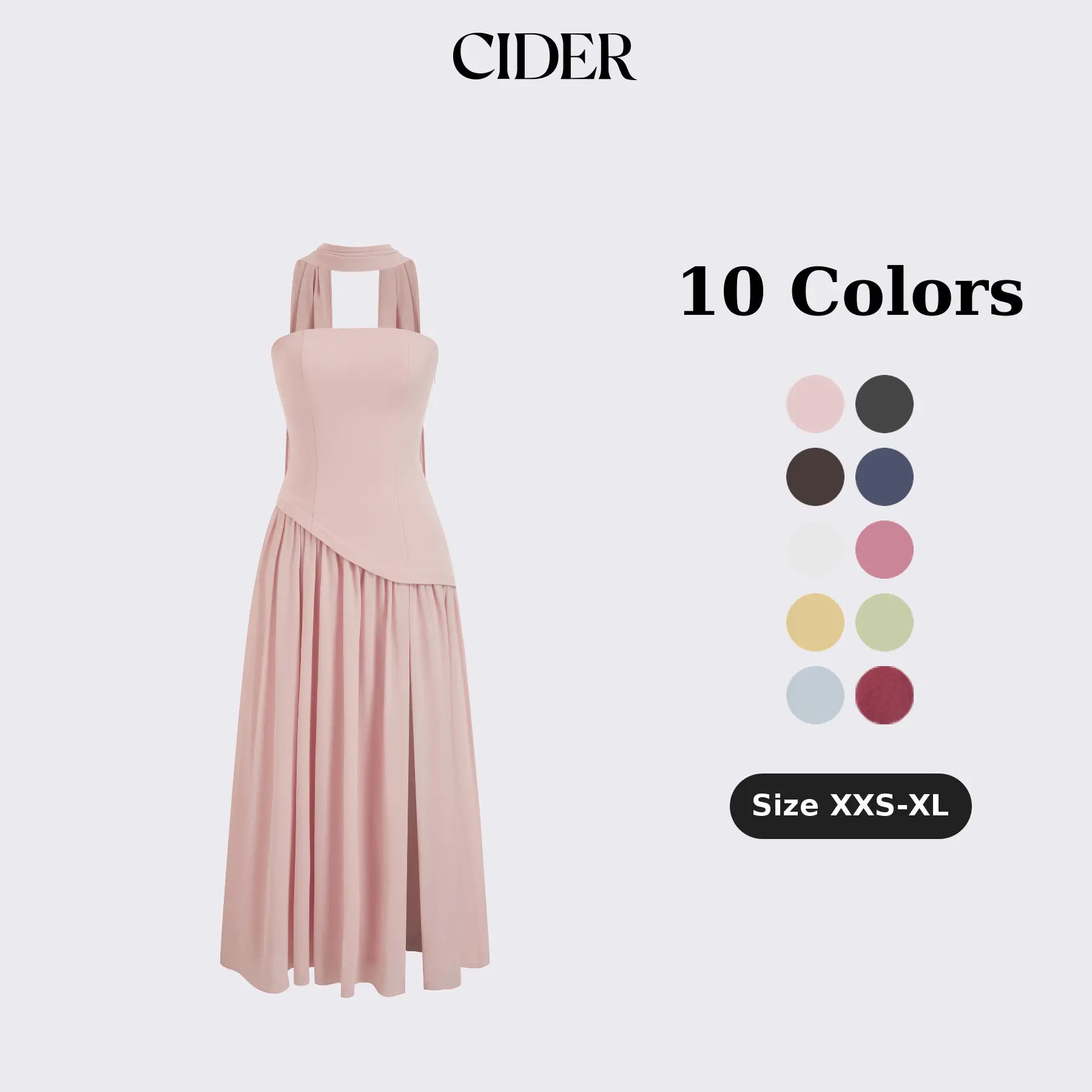 Cider Bandeau Lacy Maxi Dress for Women, Sleeveless Fashion Apparel Clothes with Lace-Up Detail and Matching Scarf, Dresses, Lace‑Up Fit