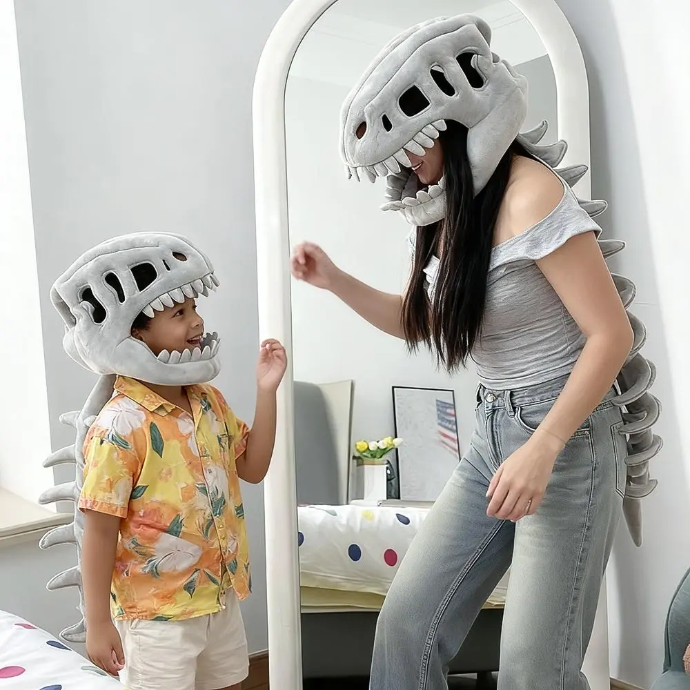 3D Realistic Dinosaur Skeleton Costume for Halloween, Skull Cosplay Jumpsuit Props, Cool Dino Dress Up Party Outfits