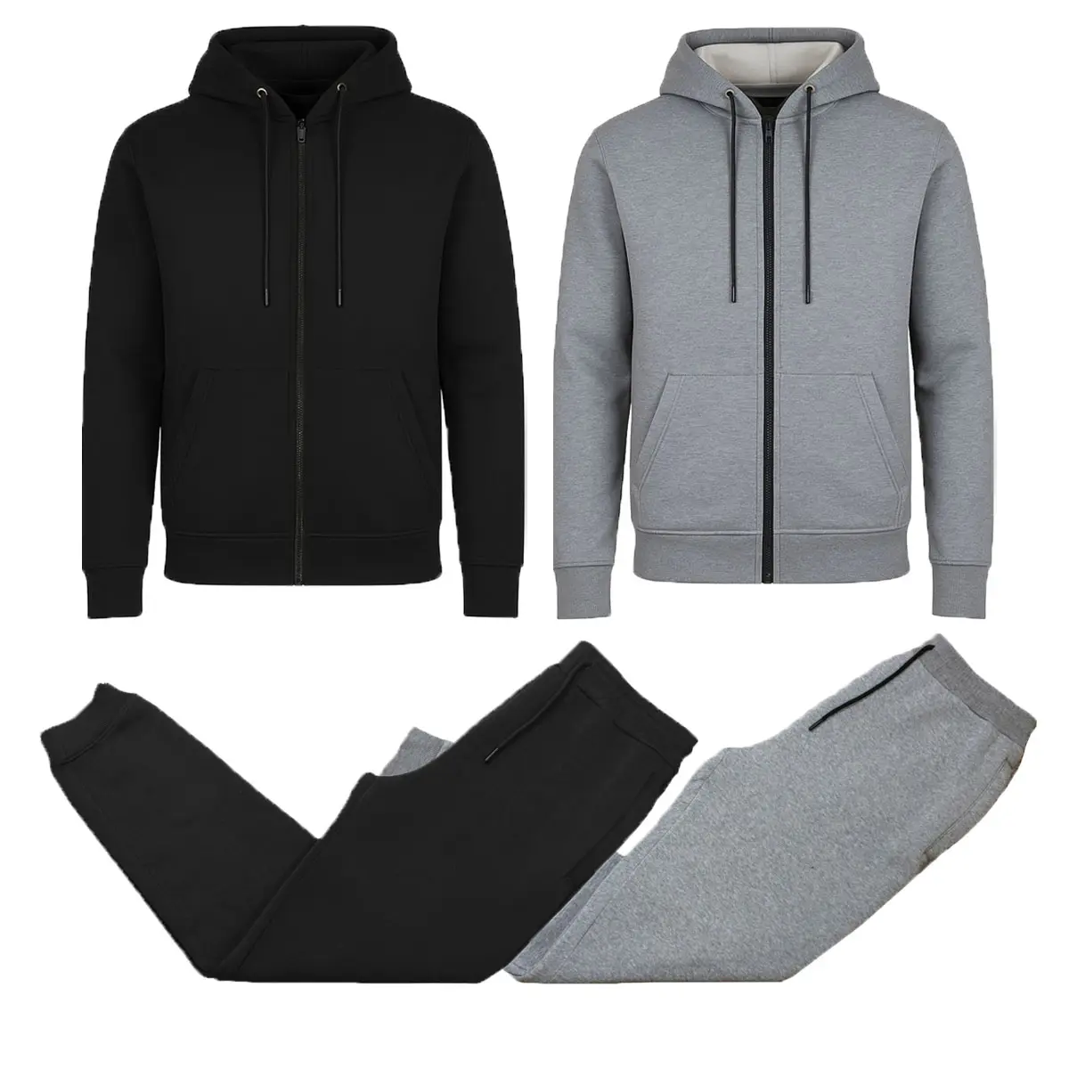 (2 Pack) Black- Heather Grey