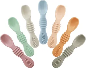 7 Pack Baby Led Weaning Spoons| Silicone Baby Spoons Self Feeding Utensils, Toddler Infant Feeding Spoon First Stage Visit the PandaEar Store
