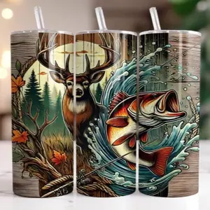 Fish + deer | 20oz Skinny sublimation tumbler transfer print out (TRANSFER ONLY, NOT A FINISHED TUMBLER)