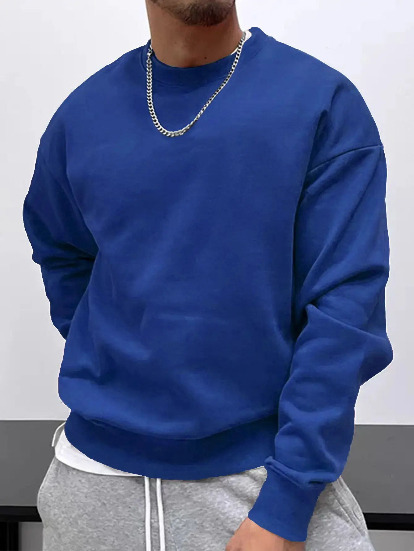Men's Solid Color Casual Crew Neck Sweatshirt Loungewear Style, classic design, simple and versatile, suitable for running, everyday wear, hiking, commuting to work, sports, etc., a must-have in stylish outfits., Gym