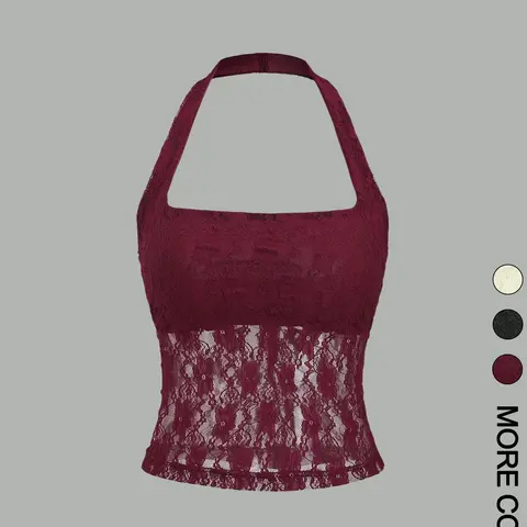Elegant Sexy Plain Lace Strappy Top, Y2K Festival Party Dress, Date Night, Women's Fashionable Upper Garment, Elegant Sleeveless Fit