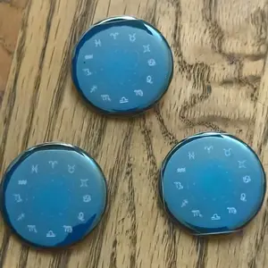Astrological Wheel 1 pc Button-Pins - Blue with Zodiac Signs - Perfect for Enthusiasts and Collectors