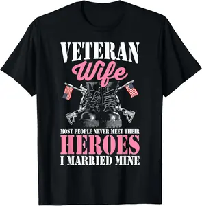 [100% Cotton] Veteran Wife Married Mine Proud Military Veteran Husband T-Shirt