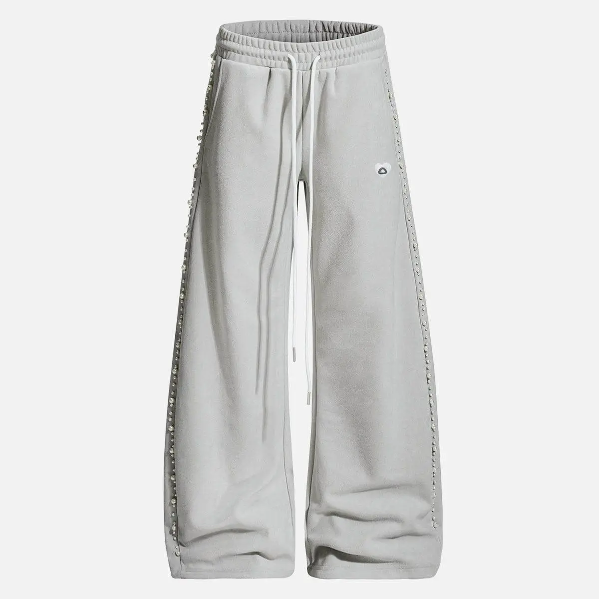 Aelfric Eden Women's Mid-Rise Barrel-Fit Baggy Sweatpants - Pearl Detail, Soft Midweight Fabric, Comfortable Vintage Street Bottom - Basic Lady's Leg Piece for Summer Outfits, Vacation Outfits