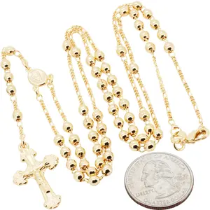 14k Yellow Gold Filled 3mm Rosary Necklace 24"+3.8"