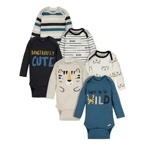 Gerber 6-Pack Baby Boys' Tiger Long Sleeve Onesies Bodysuits