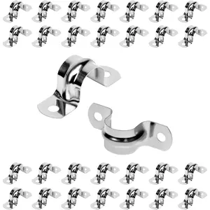 30 count 3/4 Inch Stainless Steel Conduit Clamps, 2 Hole Strap U Bracket Rigid Pipe Strap, Tension Clips U-tube Clamp for Pipe Fixing on Various Surfaces