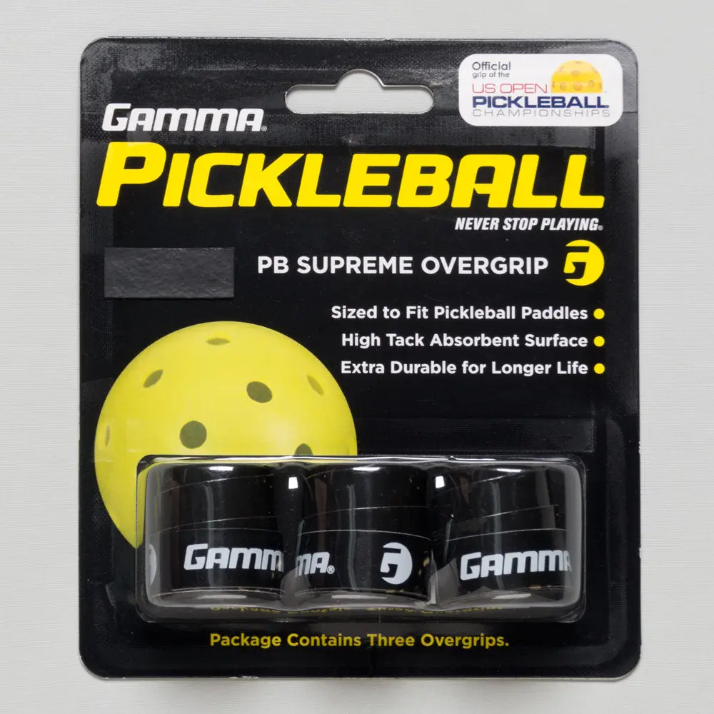 GAMMA Supreme Pickleball Overgrip – Black Replacement Grip