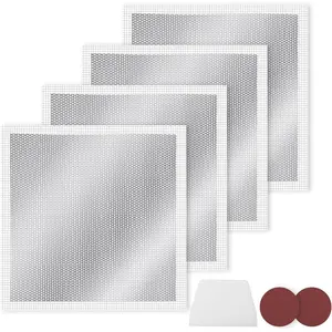 4 count 12 Inch Drywall Repair Kit Self Adhesive Mesh Drywall Repair Patch Set with Scraper Heavy Duty Metal Dry Hole Patch Tools for Large Holes Wall Ceiling Tool(Scraper and 2 count Sandpaper)