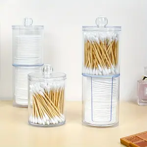 2 In 1 Transparent Clear Stackable Acrylic Cotton Pad Holder, Cotton Pad Storage, Cotton Pad Container, Cotton Pad Organizer, Canister