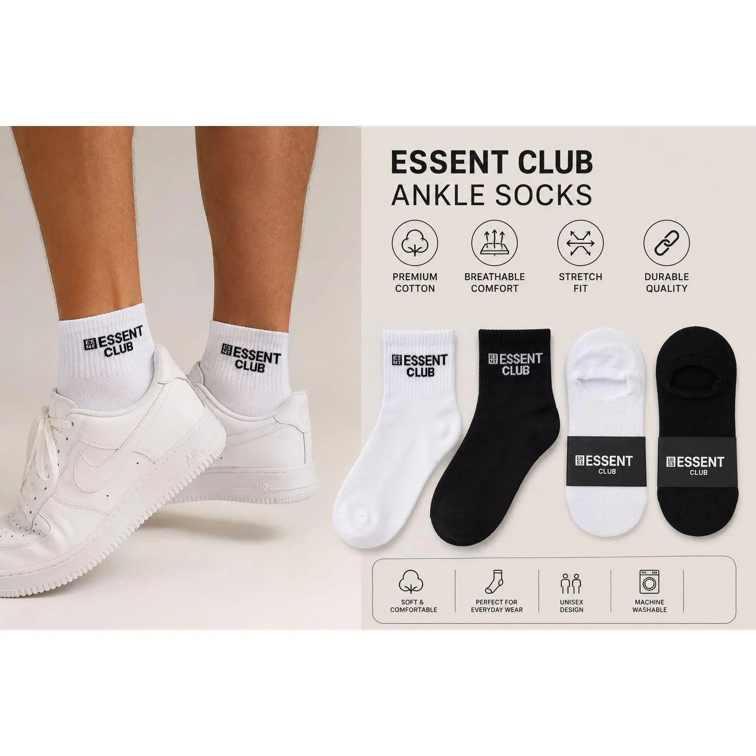 Essent Club Socks (3 Pack for $12) POS