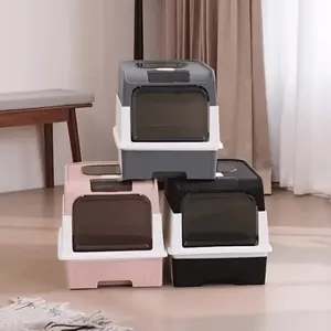 Large drawer magic cube cat litter box, made of durable plastic, easy to clean, deodorizing cat litter box, with a cat litter shovel, Enclosed litter box, suitable for all families and all seasons