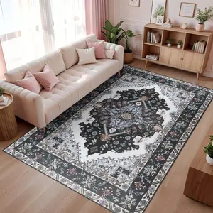 Vintage Floral Area Rug - Boho Chic Distressed Pattern, Soft & Durable, Perfect for Living Room, Bedroom, Nursery Room