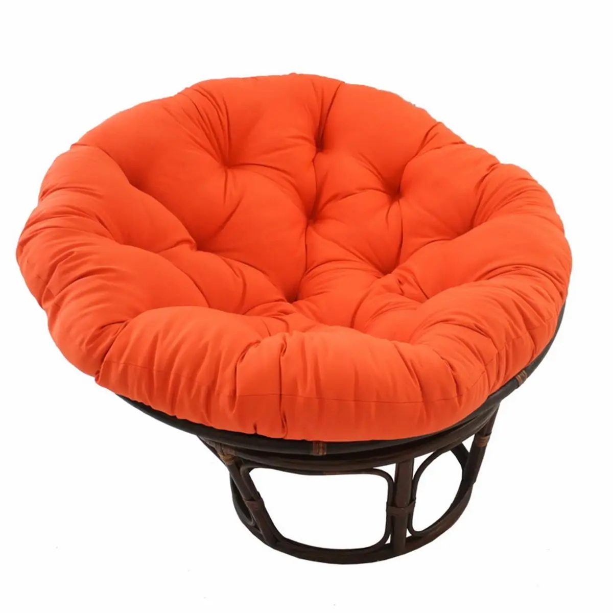 212 MAIN Outdoor Rattan Papasan Chair - 42 in. Rattan Frame, Solid Fabric Plush Cushion, Tangerine Dream, Patio Outdoor Furniture