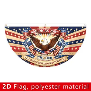 1pc Polyester 2D Flat Fan-Shaped Banner - 45cm/90cm (17.7in/35.4in), Non-Electric, US 250th Founding Anniversary & Wedding Background Decor (Home & Festive Party Supplies)