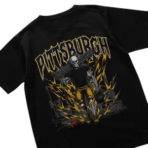 Pittsburgh Football Vintage Tee, Football Team Shirt, Skeleton Shirt, Football Shirt, Vintage Graphic Tee, Unisex T-Shirt, Gift For Men, Top Menswear Streetwear